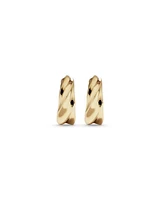 10mm Twist Croissant Huggie Hoop Earrings in 10kt Yellow Gold