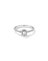 Bague de fiançailles en or blanc 10 K avec halo de diamants totalisant 0,20 ct