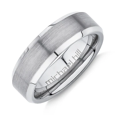 Bague en tungstène de saphir gris pour homme