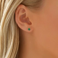 Stud Earrings with Emerald in 10kt Yellow Gold