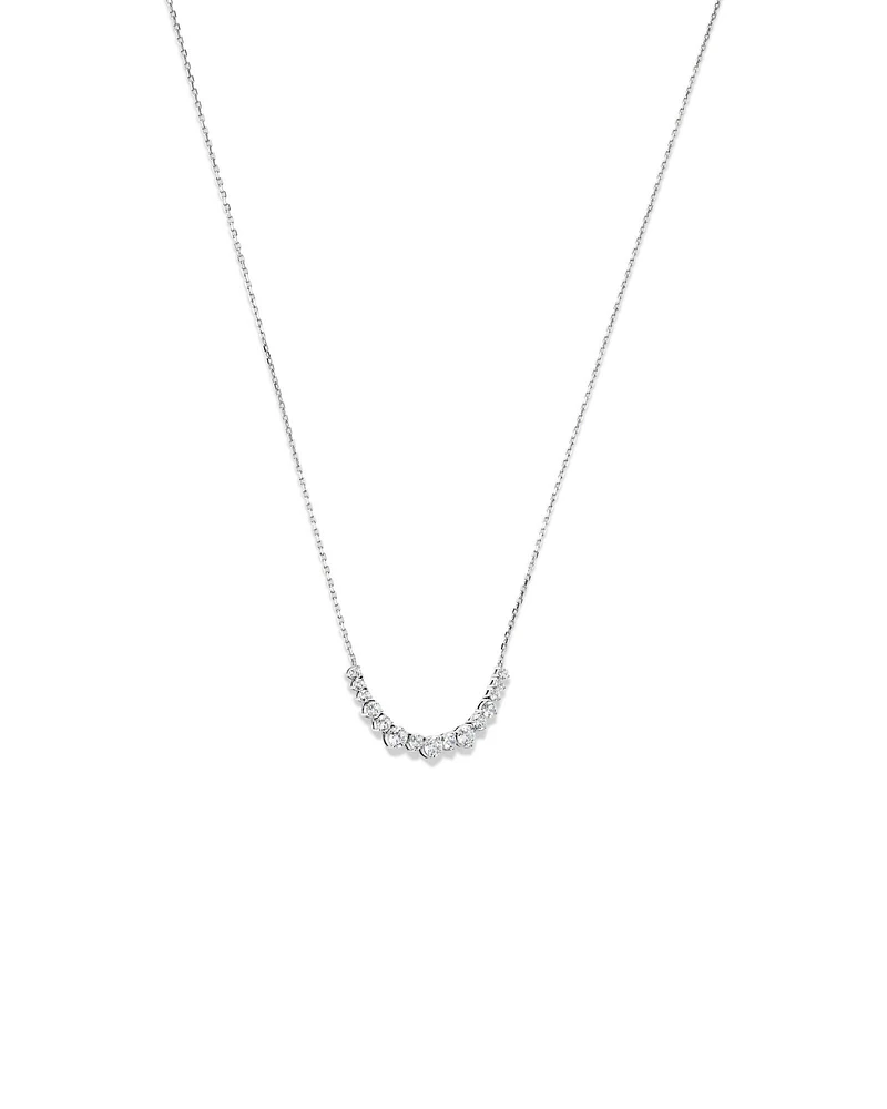 Graduated Round Cubic Zirconia Necklace in Sterling Silver