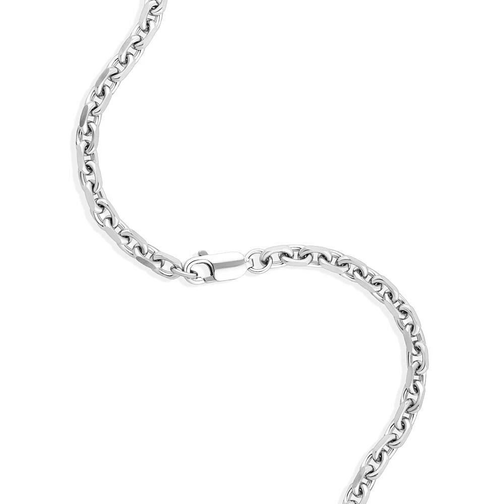 Men's Black Diamond Pendant on Heavy Cable Chain in Sterling Silver