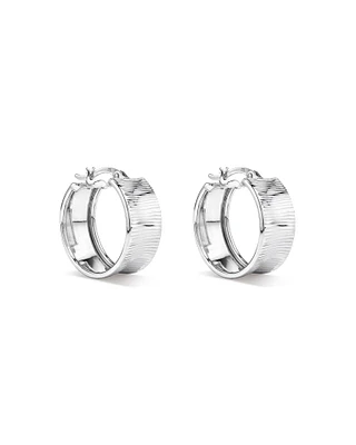 8mm Ribbed Flare Hoop Huggie Earrings in Sterling Silver