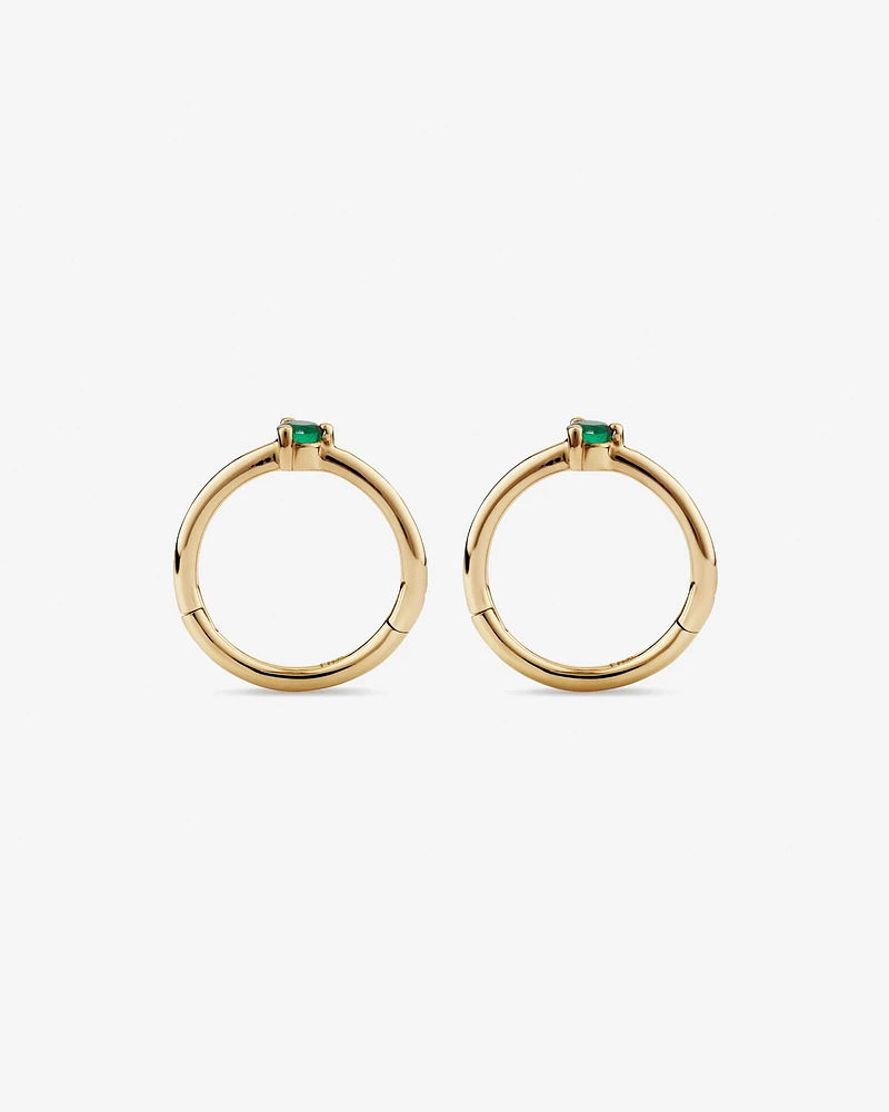 10mm Emerald Accent Sleepers in 10kt Yellow Gold