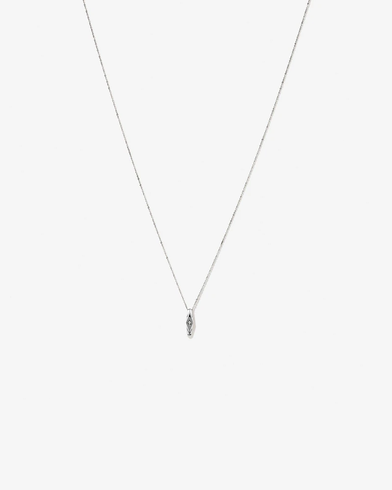 Diamond Star Accent Narrow Signet Pendant with Chain in Sterling Silver