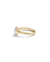 1.25 Carat TW Pear Cut Laboratory-Grown Diamond Solitaire Bezel Set Engagement Ring in 14kt Yellow Gold