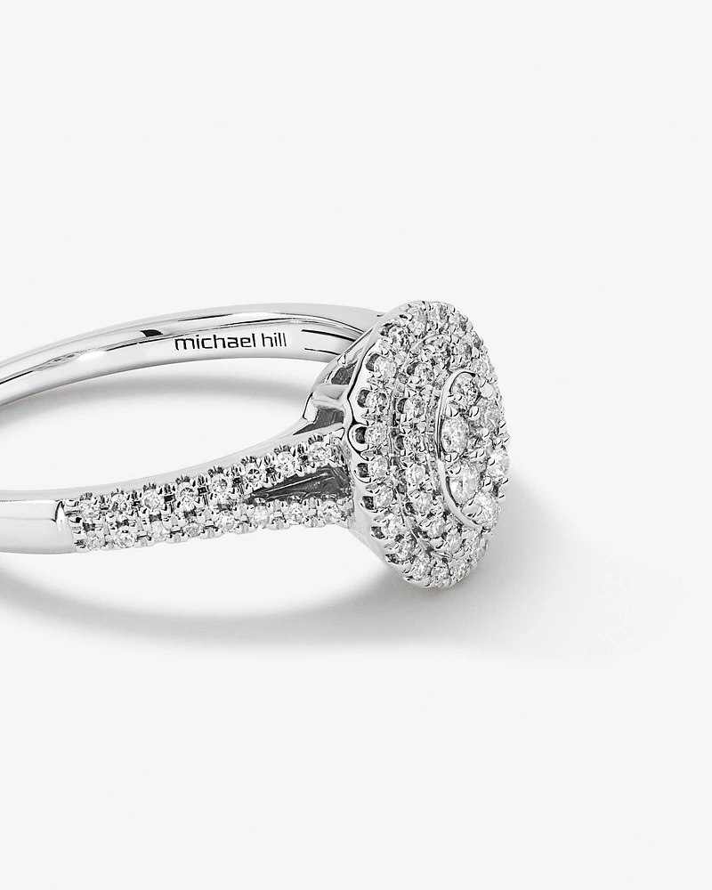 0.30 Carat TW Oval Cluster Halo Diamond Ring in 10kt White Gold