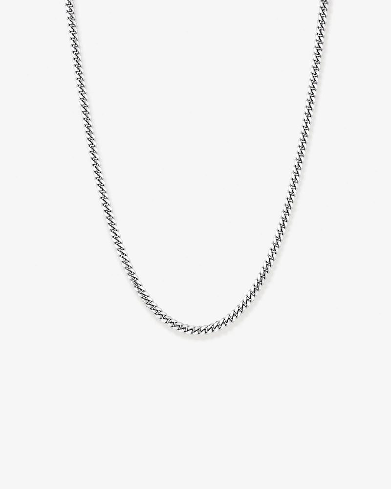 55cm (22") 5.35mm Width Miami Curb Chain Necklace in Sterling Silver