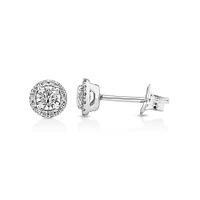 0.44 Carat TW Round Diamond Halo Stud Earrings in 10kt White Gold