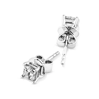 0.50 Carat TW Princess Cut Diamond Solitaire Stud Earrings in 18kt White Gold