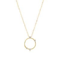 Diamond Studded Circle Necklace in 10kt Yellow Gold