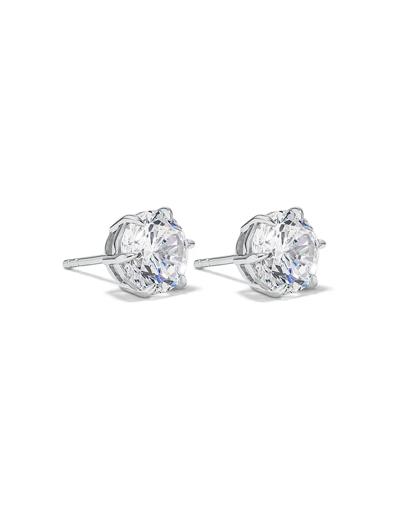 9.5mm Round Brilliant Cubic Zirconia Stud Earrings in Sterling Silver