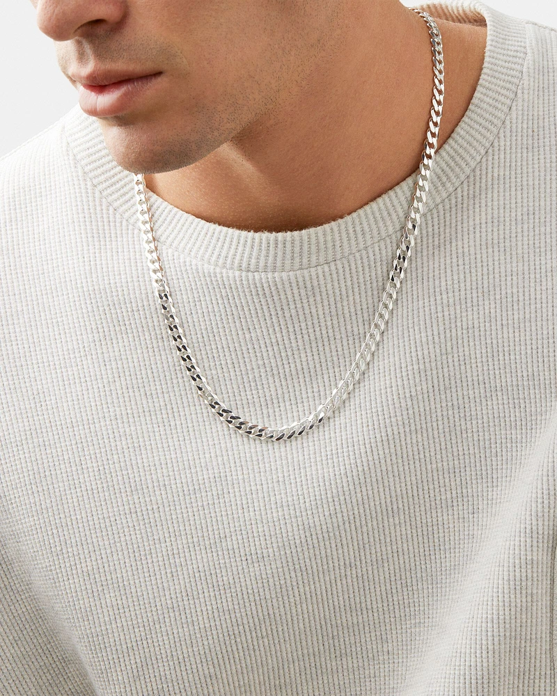 60cm (24") 6.5mm Width Men's Curb Chain in Sterling Silver