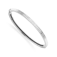 Ribbed Oval Hinge Bangle in 10kt White Gold