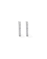 Half Hoop Stud Earrings with Cubic Zirconia in Sterling Silver