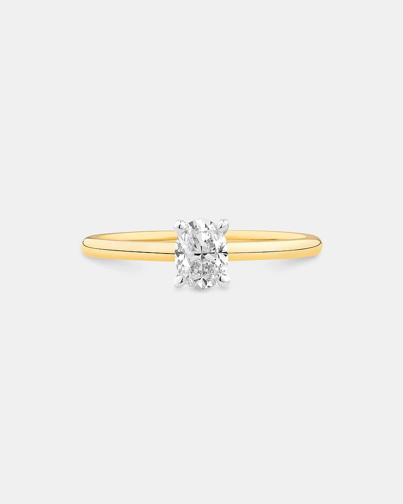 Certified Oval Solitaire Ring with 0.50 Carat TW of Diamonds in 14kt Yellow & White Gold