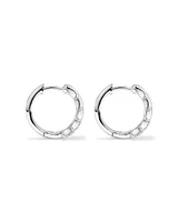 Cubic Zirconia Chevron Huggie Hoop Earrings in Sterling Silver