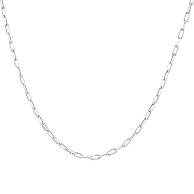 3.7mm Wide Hollow Paperclip Chain in 10kt White Gold