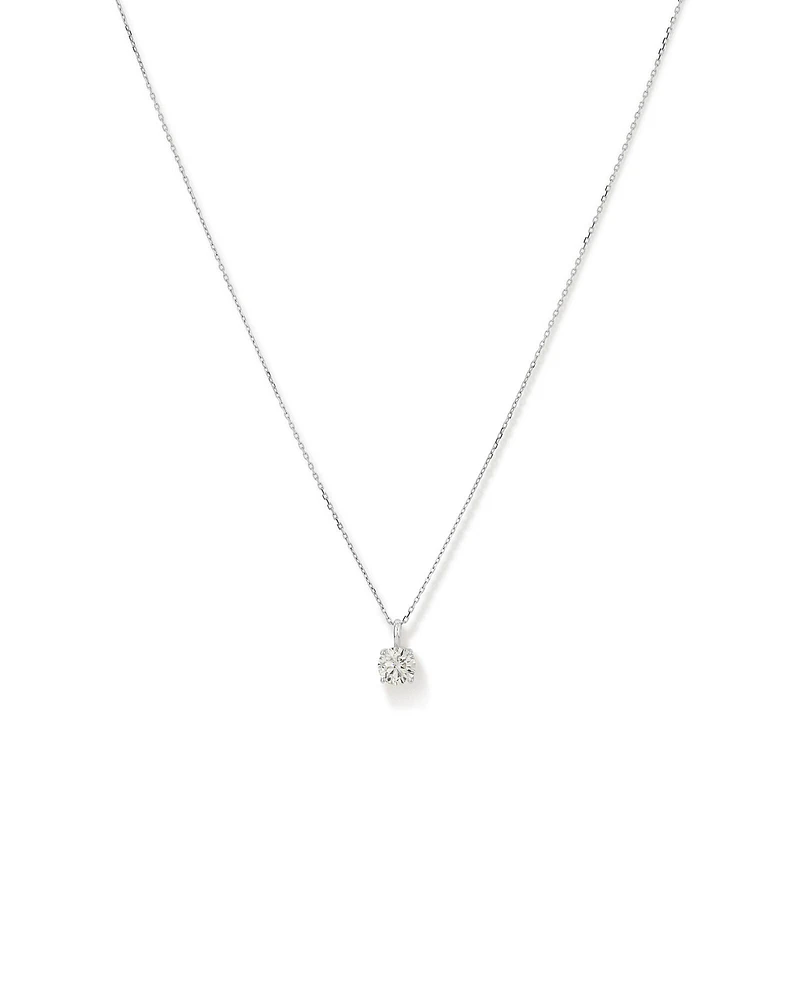 0,75 Carat TW Collier solitaire diamant sans défaut en or blanc 18kt