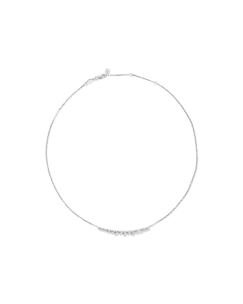 Graduated Round Cubic Zirconia Necklace in Sterling Silver