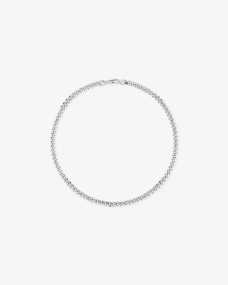 55cm (22") 7.20mm Width Bevelled Curb Chain Necklace in Sterling Silver