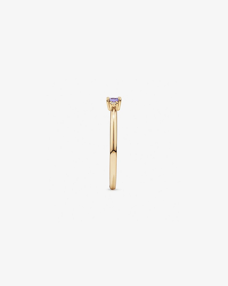 3 Stone Ring with Tanzanite & Diamonds in 10kt Yellow Gold