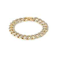 3.30 Carat TW Diamond Set Cuban Link Bracelet in 10kt Yellow and White Gold