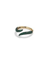 Stardust Emerald Pave Bypass Ring in 10kt Yellow Gold