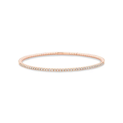 0.68 Carat TW Diamond Row Flex Bangle in 10kt Rose Gold