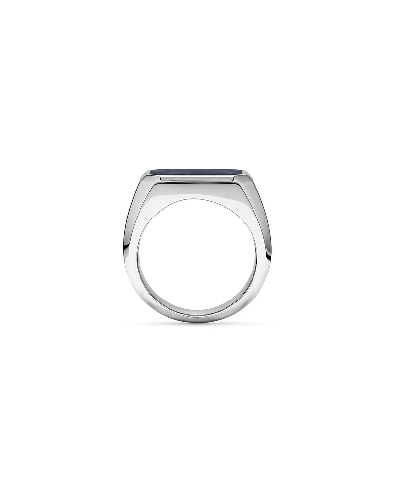 Men's Blue Sodalite Gemstone Rectangle Signet Ring in Sterling Silver