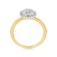 0.50 Carat TW Oval Shaped Diamond Cluster Ring in 14kt Yellow & White Gold