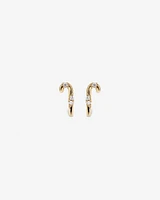 Cubic Zirconia Candy Cane Stud Earrings in 10kt Yellow Gold