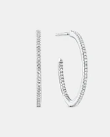 0.15 Carat TW Fine Diamond Hoop Earrings in 10kt White Gold