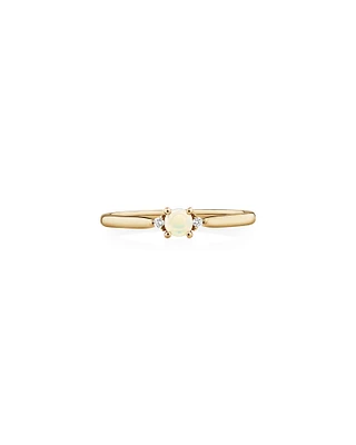 3 Stone Ring with Opal & Diamonds in 10kt Yellow Gold