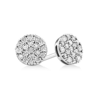 0.33 Carat TW Round Diamond Cluster Stud Earrings in 10kt White Gold