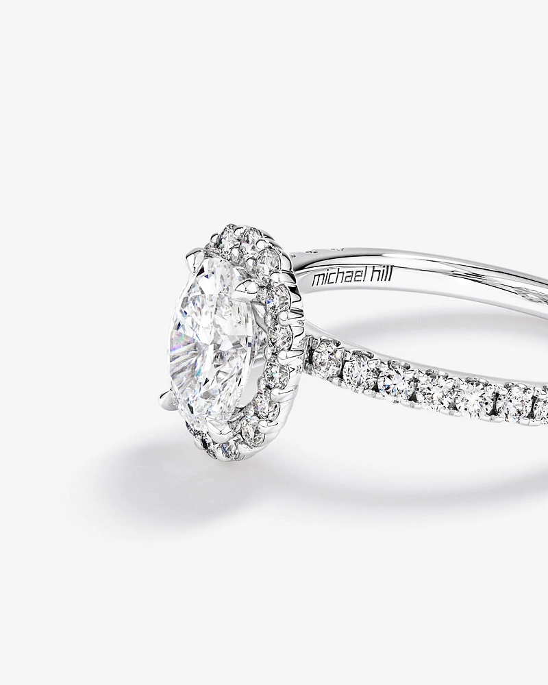 1.78 Carat TW Laboratory-Grown Diamond Oval Halo Ring in 14kt White Gold