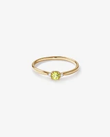 3 Stone Ring with Peridot & Diamonds in 10kt Yellow Gold