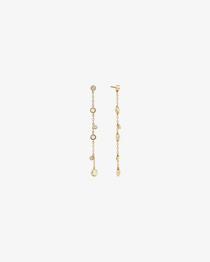 Drop Earrings with Opal & 0.15 Carat TW of Diamonds in 10kt Yellow Gold