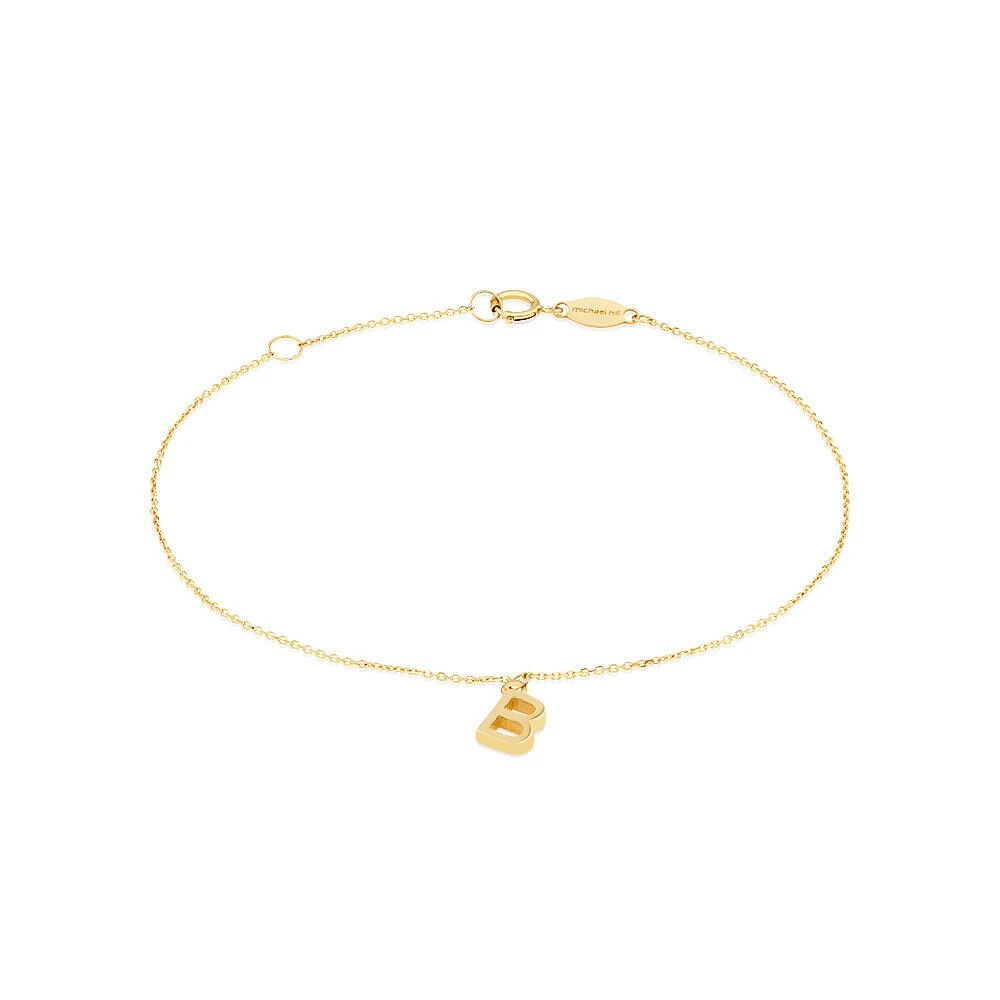 19cm (7.5") C Initial Bracelet in 10kt Yellow Gold