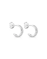 Half Hoops with Cubic Zirconia in Sterling Silver