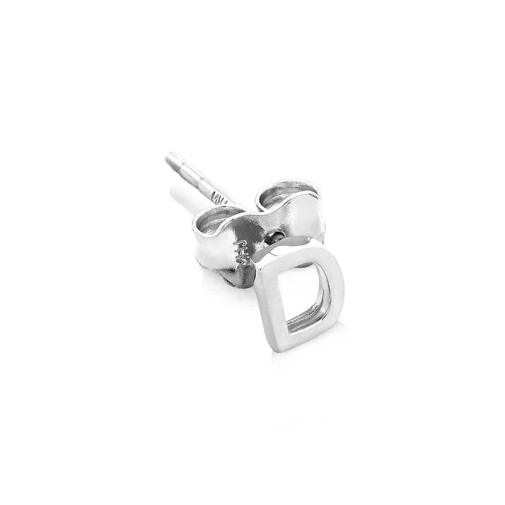 E Initial Single Stud Earring in Sterling Silver