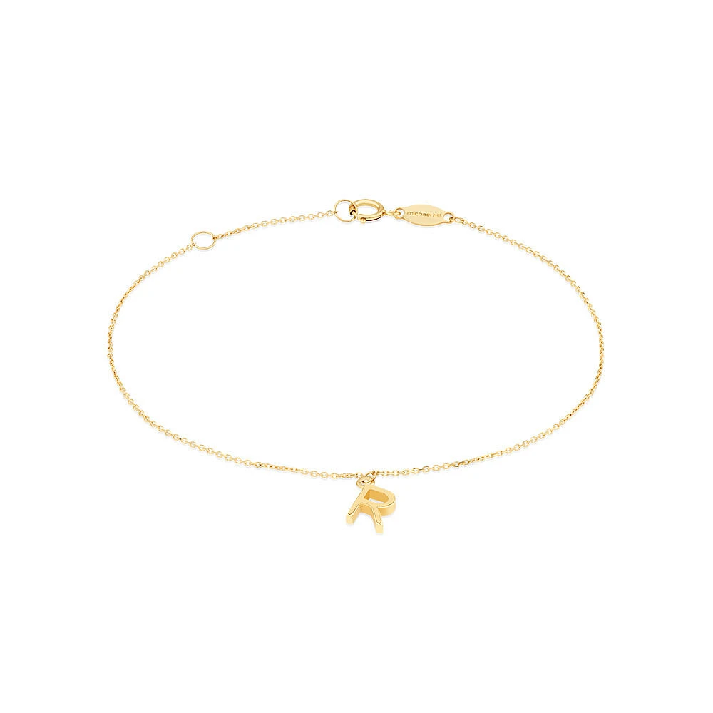 19cm (7.5") C Initial Bracelet in 10kt Yellow Gold