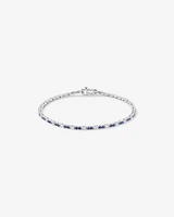 Sapphire & Diamond Dot Dash Tennis Bracelet with 0.62 Carat TW in 10kt White Gold