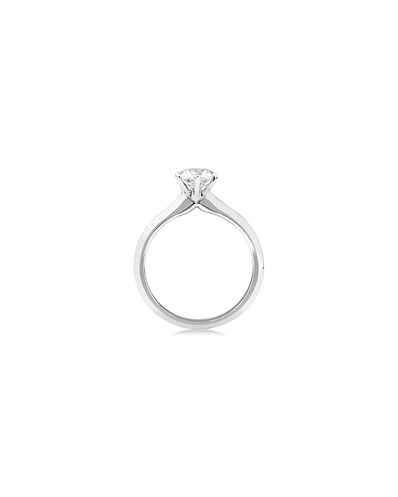 Bague de fiançailles à solitaire certifié en or blanc 14 K avec diamants totalisant 1 ct