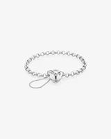 19cm (7.5") Heart Padlock Belcher Bracelet in Sterling Silver