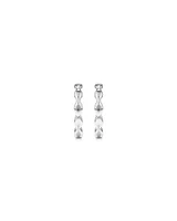 Marquise Shape Open Hoop Stud Earrings in Sterling Silver