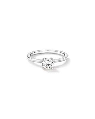 Bague solitaire en diamant canadien rond brillant 0,70 carat poids total en or blanc 18 kt