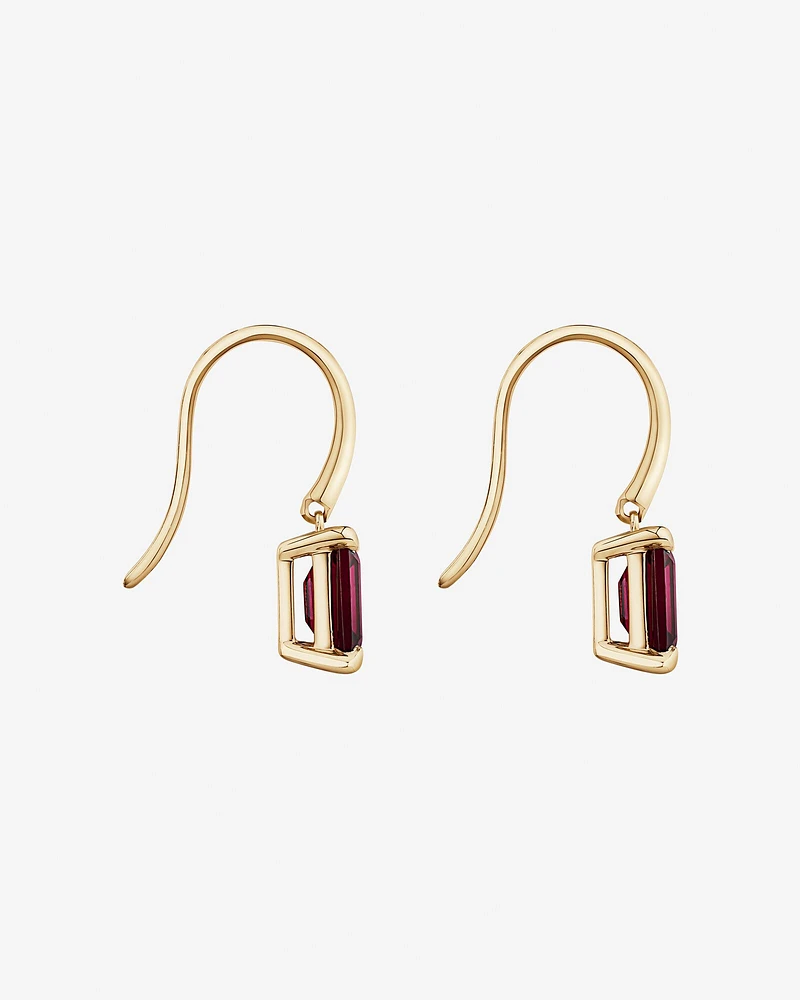 Garnet Drop Earrings in 10kt Yellow Gold