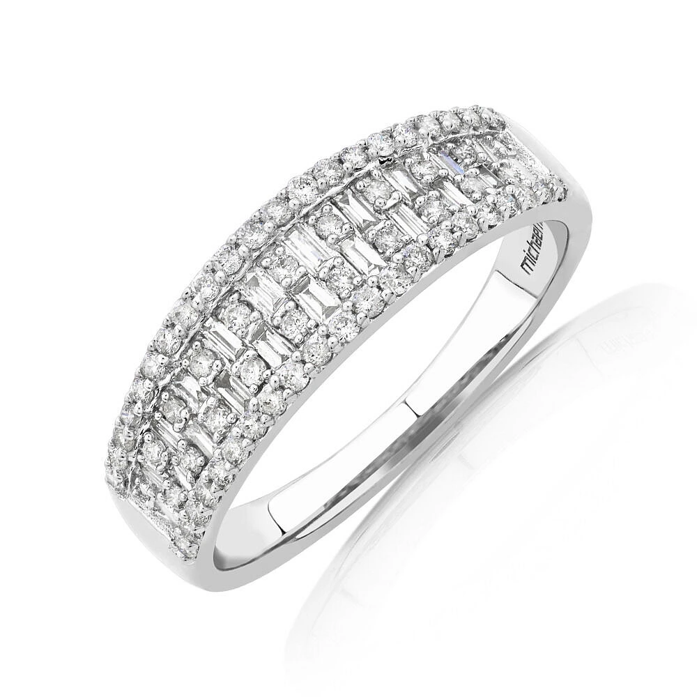 Multi Row Ring with 0.50 Carat TW Diamond in 10kt White Gold