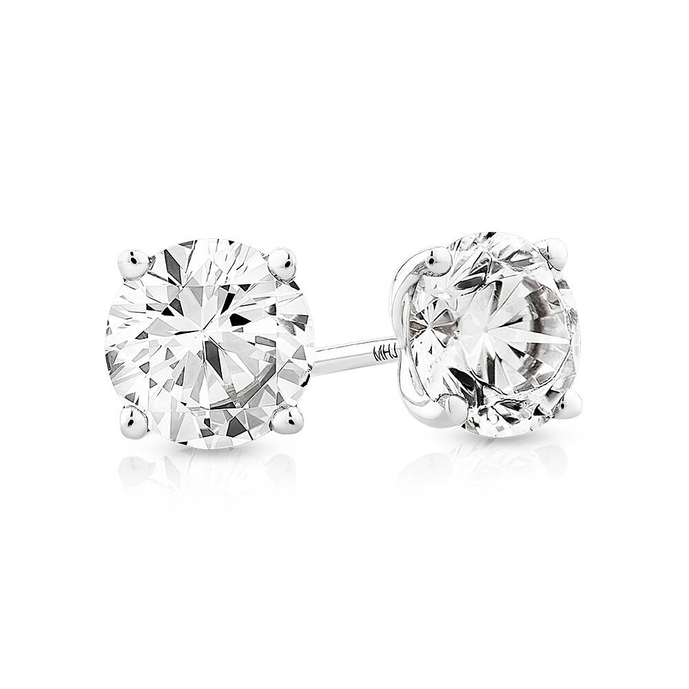 2.00 Carat TW Diamond Solitaire Stud Earrings in 18kt White Gold